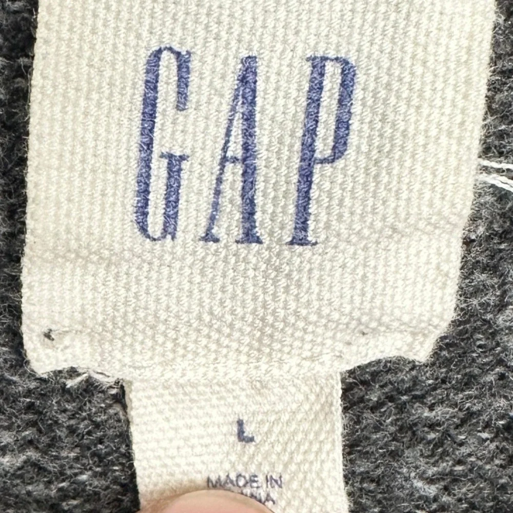 GAP Sweater Mens Large Charcoal Grey Marled Knit Roll Neck Pullover Long Sleeve